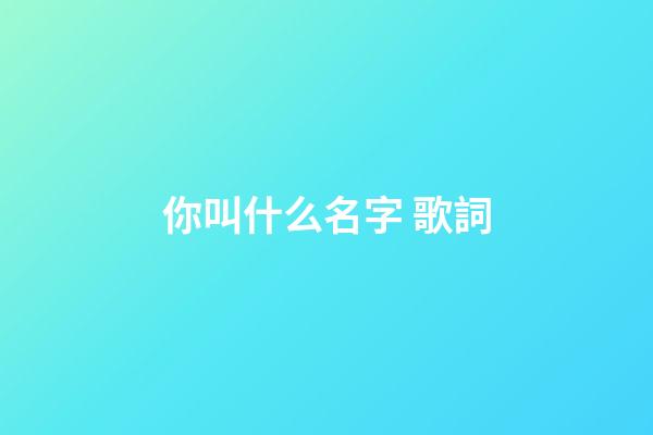 你叫什么名字 歌詞